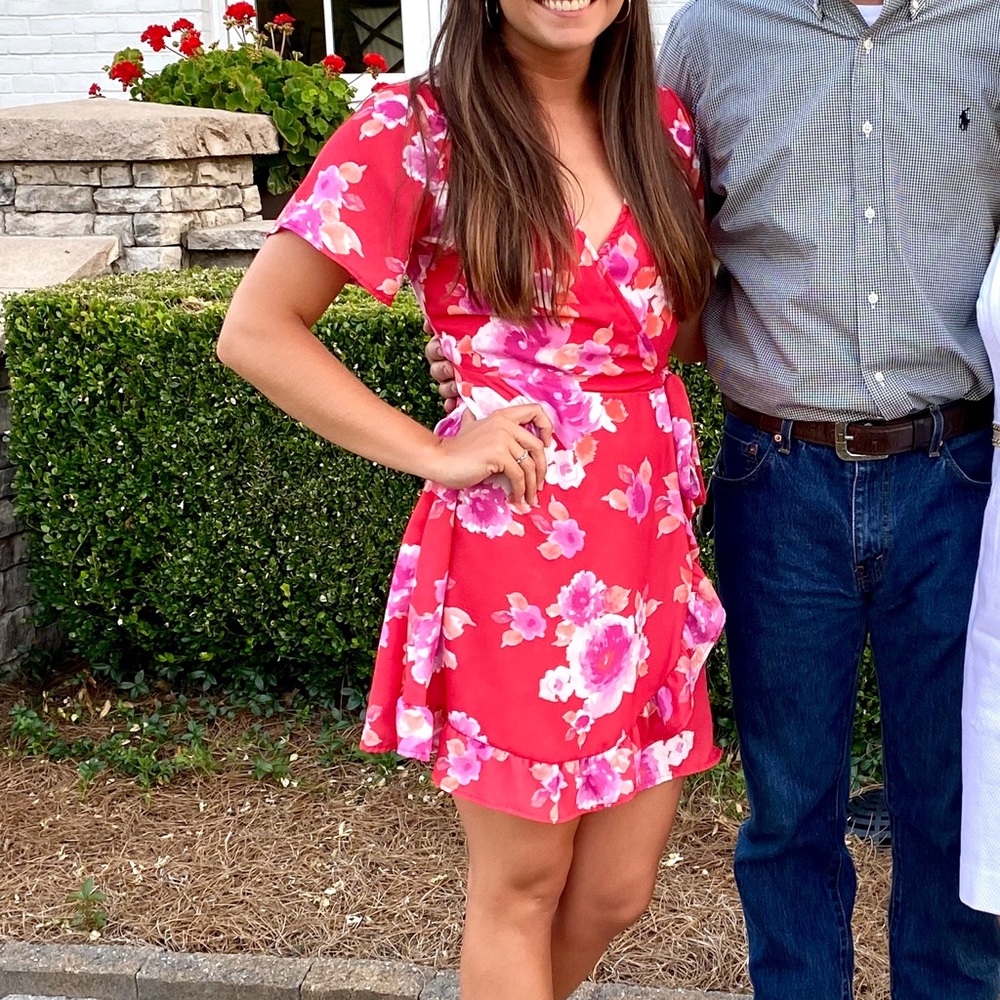 Pink Lily Floral Wrap Dress